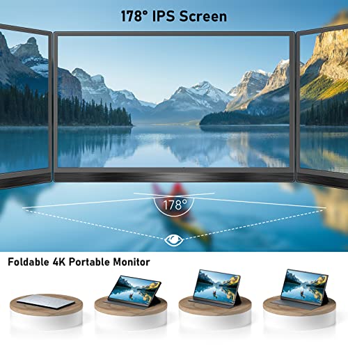 Image of 4K Portable Monitor, 3840x2160 15.6'' FHD 4K Laptop Monitor IPS Display with USB Type C & Mini HDMI Port Built-in Speakers & Cover Travel Monitors Compatible with PC, MacBook