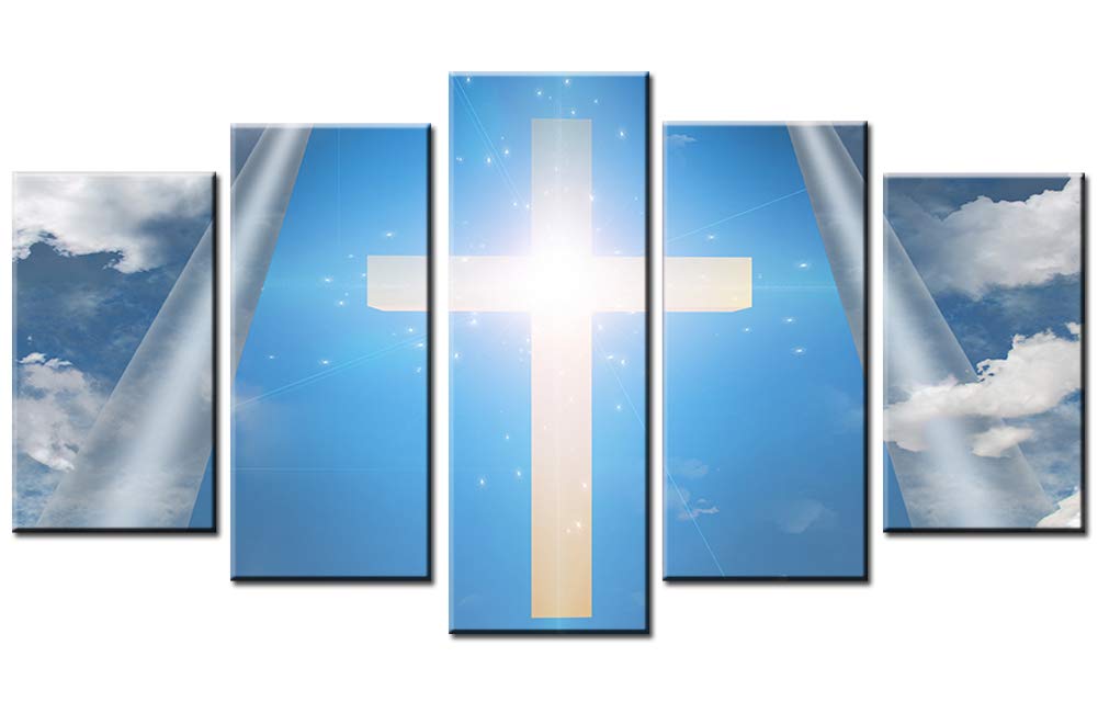 Wowdecor Jesus C Canvas Wall Art Canvas Prints Painting 5 Panels Pieces Multiple Pictures, Ross Christian Giclee Printed On Canvas, Posters Wall Decorations Gifts (Large-Unframed)