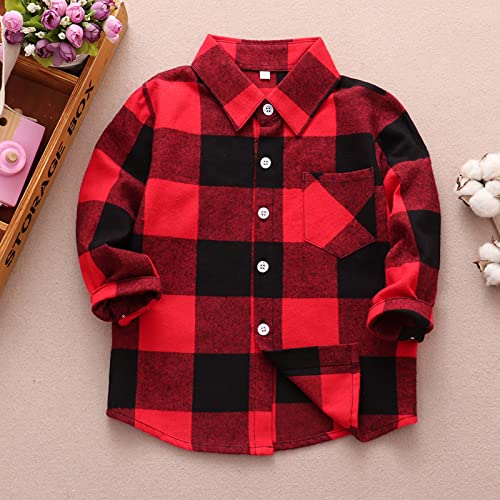 Kids Buffalo Plaid Shirt Baby Girls Boys Flannel Jacket Long Sleeve Button Down Shirts Lapel Pocket Cute Shacket2