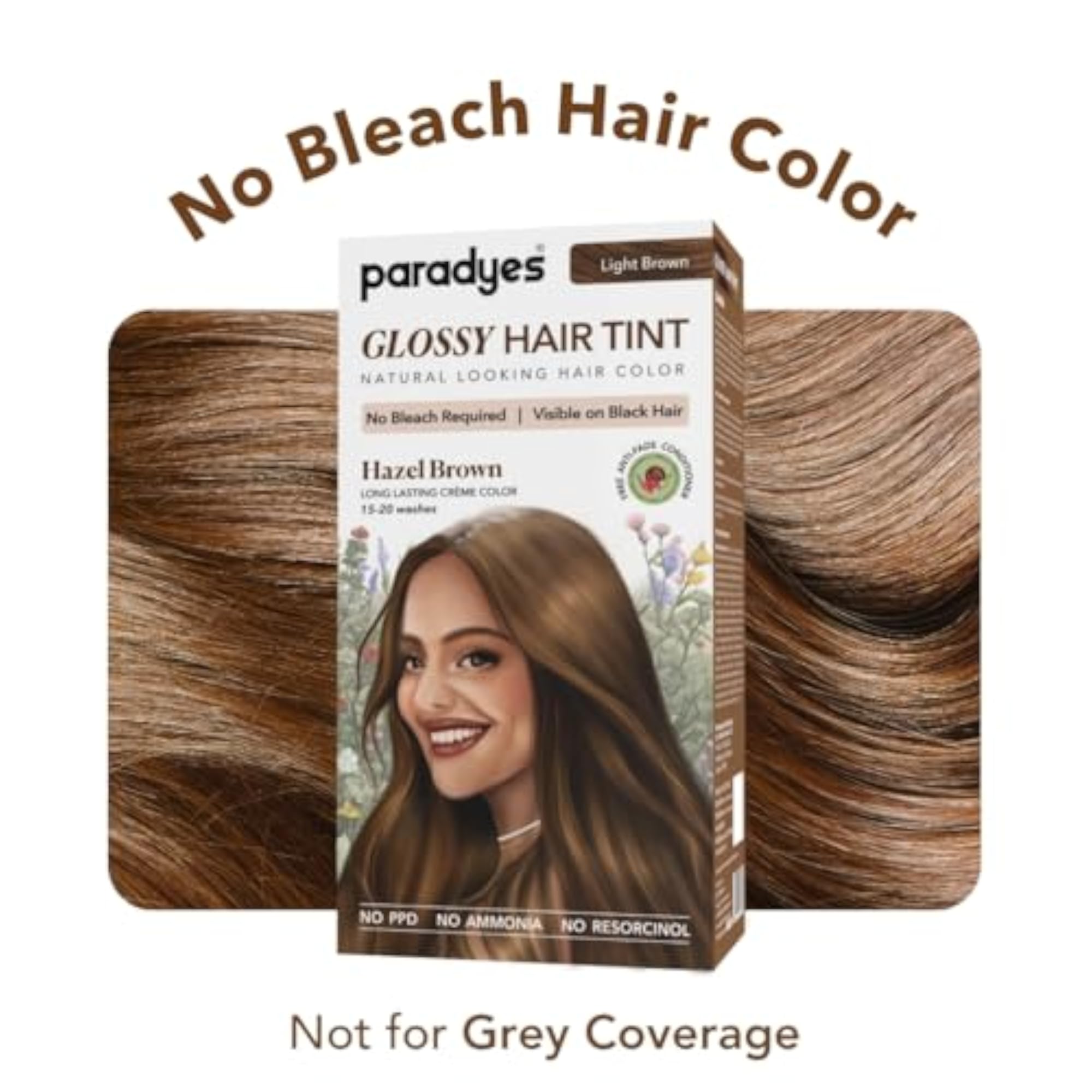 Hazel Brown No-Bleach Glossy Hair Tint with 7-in-1 Kit