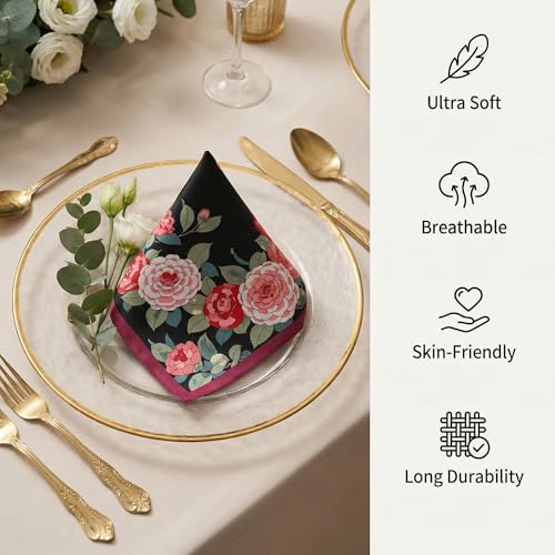 Image of Goaste 16 Pack Cotton Handkerchiefs for Women, 17.7 Inch Women Hankies with Vintage Floral Print, Soft Pure Cotton Ladies Hankies, Multi-color Pocket Square Towel for Gifting, Weddings, Tea Party