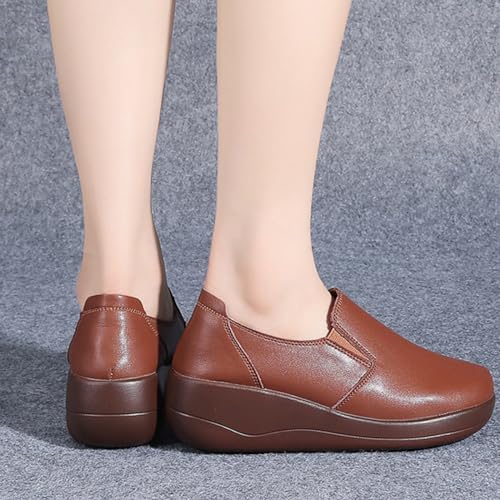 Platform Slip-On Rocker Sneakers for Women Arch Support Walking All Day Fashion Wide Round Toe Comfort Thick Wedge Loafers Casual Daily Work Walking Shoes4