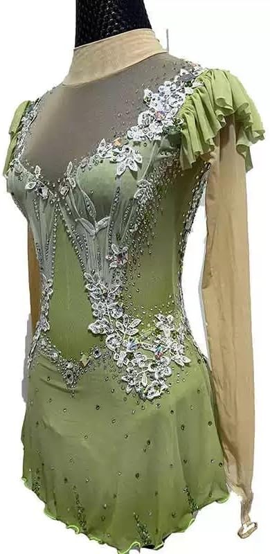 High Collar Figure Skating Training Dress with Applique Decal Artistic Gymnastics Leotards Skating Costume