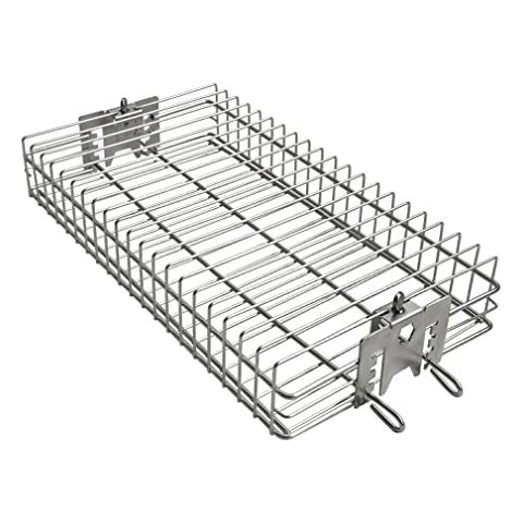 onlyfire 6042 BBQ Stainless Steel Flat Spit Rotisserie Grill Basket for Any Grill, Fits 1/2" Hexagon, 3/8" Hexagon, 3/8" Square&5/16" Square Rotisserie Spit Rods Cover