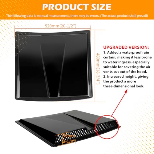 Image of Hood Vents for Cars,Universal Hood Scoop,Universal Engine Hood Air Vent for Trucks,Suit for Dodge Ram 1500 2500 3500Chevy Silverado, F-150, F-250, F-350, Colorado