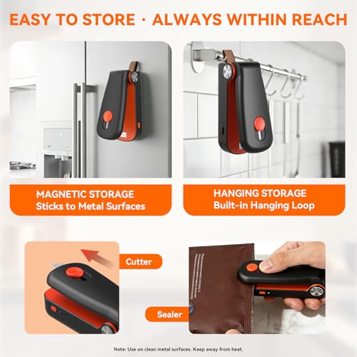 NEATEST Mini Bag Sealer, Upgraded USB Rechargeable 3 Heat Levels Chip Bag Sealer Black - image 4