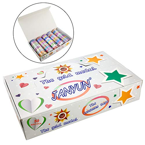 50 Rolls Glitter Washi Masking Tape Set,Great For Bullet Journal Diy Aesthetic Decor Scrapbooking Sticker Masking Paper Decoration Tape Adhesive Party School Supplies (Casual Style) #TOP6