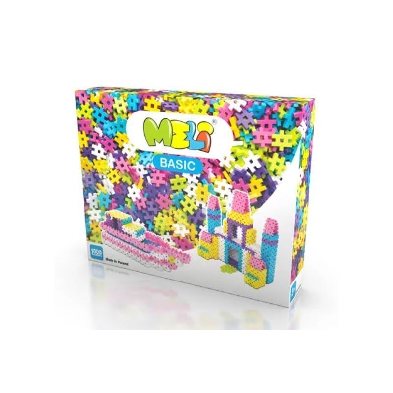 Meli Basic Bauklötze Set Pink - 1000 Teile, Bausteine Kinder ab 3 Jahren, fördert Kreativität, Hand-Auge-Koordination, sicher und BPA-frei