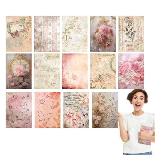 Scrapbook Papel, Scrapbook Kits Adultos | 3D Butterfly Paper Scrapbook Journal - Estética Vintage Papel Scrapbook Planificador de Revistas Basura Kits de manualidades