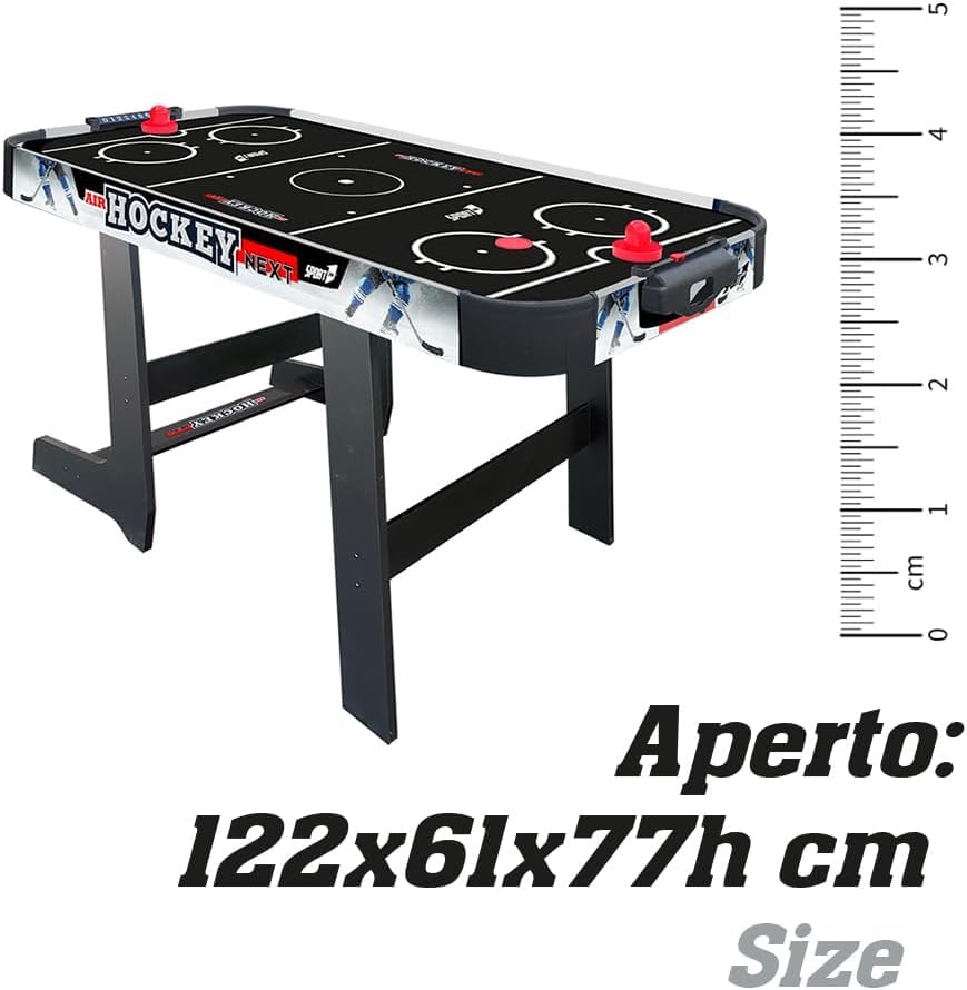 Sport1 Air Hockey Next Vertikaler Klapptisch Air Mini mit Lüfter 12 V Platzsparender Air-Hockey-Tisch Maße 121 x 60 x 76 cm 2 Griffe und 2 Scheiben inkludiert mit integrierter Punktezähler. – Bild 7