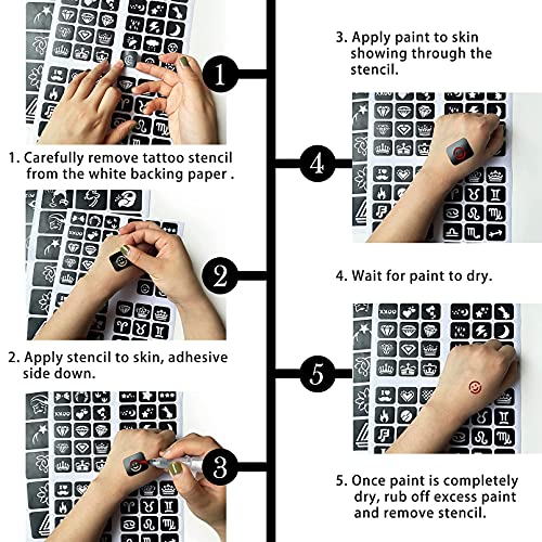 Cuteliili Henna Tattoo Stencils Reusable For Women Girls And Kids, 200+ Pcs Tattoo Templates, Airbrush Tattoo Stencil,Body Art Stencil Templates Chriatmas Gift #TOP4