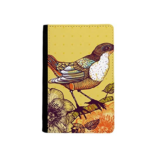 Étui passeport oiseau et fleurs pochette voyage motif floral classique multicolor