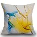 Smooffly Funda de cojín de acuarela, para exteriores, con diseño abstracto de nubes, color azul, amarillo, para sala de estar, sofá, cama, 45 x 45 cm, 45 x 45 cm