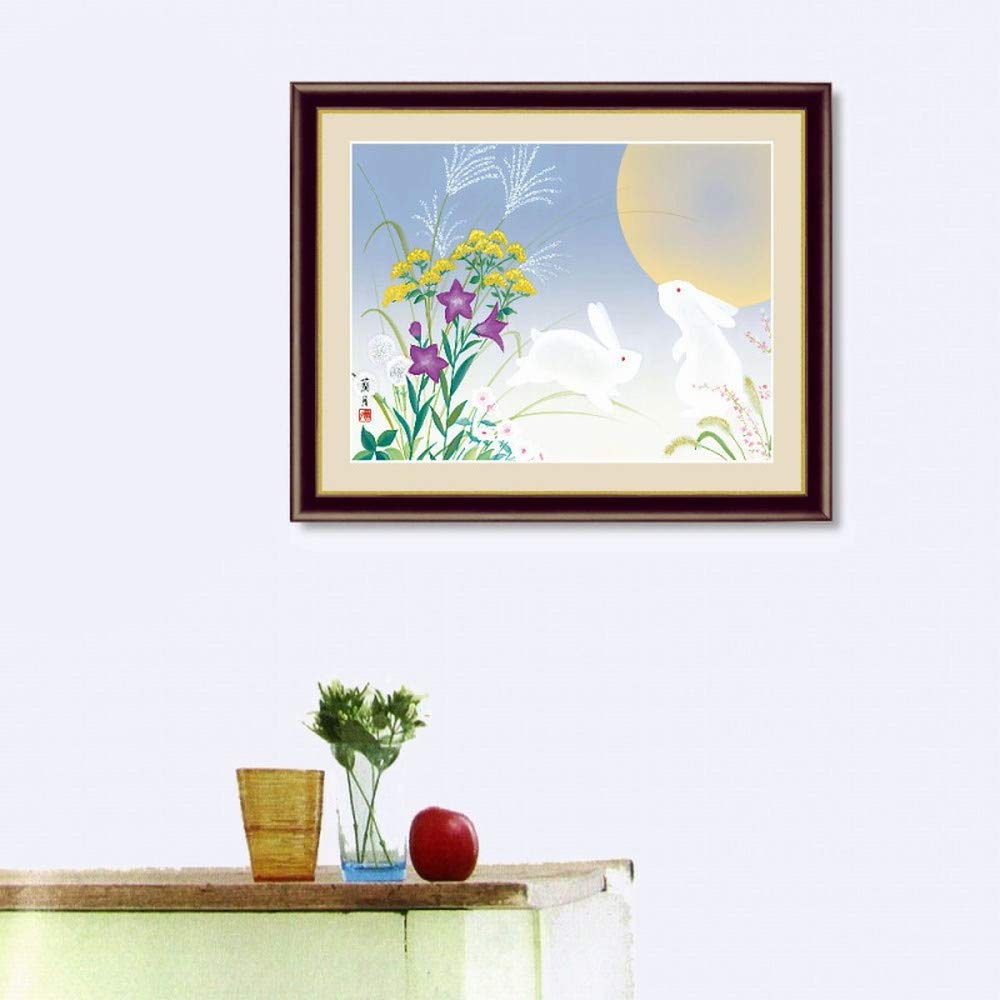 値下げしました　月見うさぎ　F4 Amazon.co.jp: 吉井蘭月 月見うさぎ F4号 高精彩工芸画 手彩補色