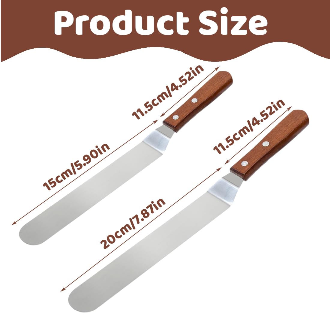 2 Stück Tortenmesser,Winkelpalette,Zwei Verschiedene Größen Von Tortenmessern Aus Rostfreiem Stahl,Tortenspachtel,Winkelpalette Torte,Zum Backen,Verteilen Und Dekorieren Von Torten