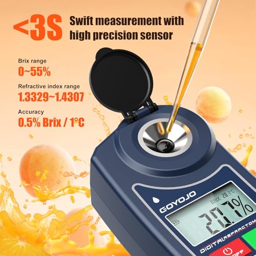 Image of Digital Brix Refractometer GOYOJO Brix Meter Lab Refractometer ±0.5 Brix /1℃ Accuracy, 0-55% Range with ATC for Fruits Juices, Beer, Wine, Coffee &Mor Liquid Sugar Content Test