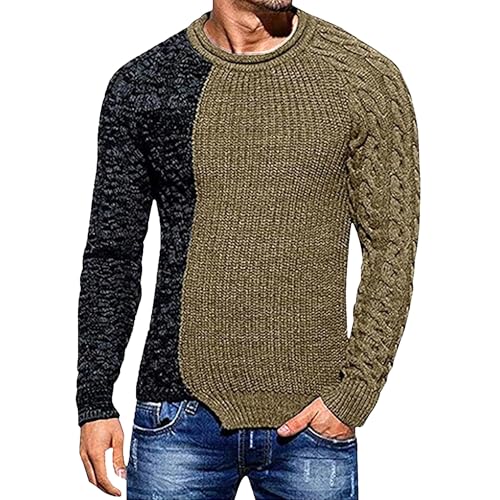 Pull homme en tricot côtelé et manches longues avec un motif élégant en bloc de couleur