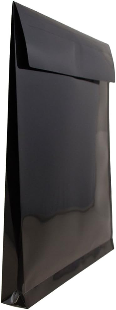 JAM PAPER Plastic Expansion Envelopes with Hook & Loop Closure - Letter Open End - 9 3/4 x 11 3/4 with 1 Inch Expansion - Black - 12/Pack