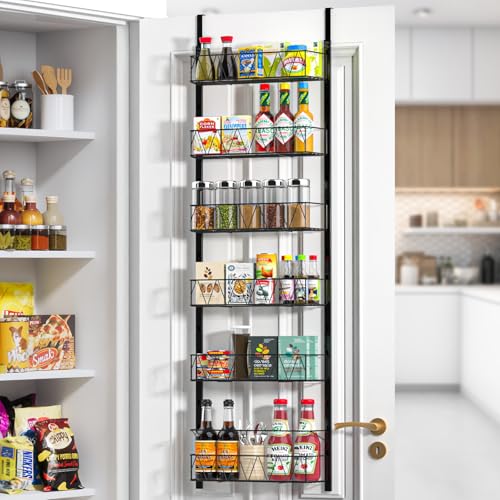 YONGECK Over The Door Pantry Organizer, Pantry Organizers and Storage, Over The Door Organizer - 6-Tier Pantry Door Organizer, Over The Door Spice Rack for Kitchen, Bathroom, Bedroom Organization