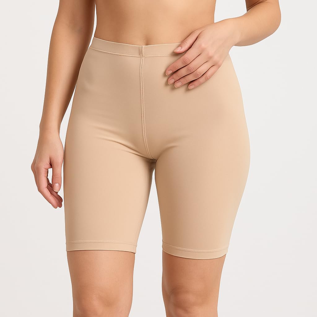 Women's Cycling Shorts, High Waist Biker Shorts, Black and Nude, Stretch Fit, Casual and Active Wear-image-39