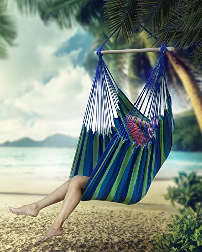 Sorbus Brazilian Hammock Chair Swing Seat For Any Indoor Or Outdoor Spaces, Blue #TOP3