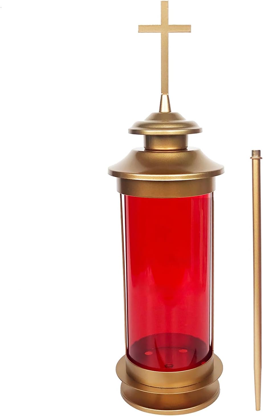 Metal Crosses Outdoor Lights for Grave Cemetery Decorations for Grave Cemetery Lights Memorial Candle Lamp Holder with 11.8 Inches Garden Stakes