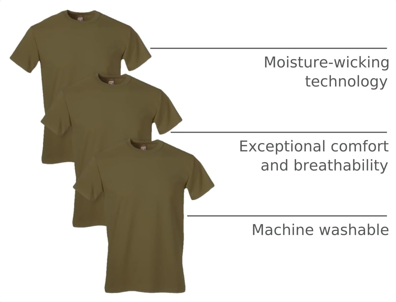 SOFFE Unisex Adult Military Cotton Tee (3-Pack)