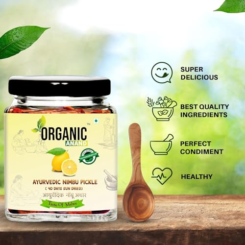 Image of Organic Anand Homemade Ayurvedic Lemon Pickle (40 Days Sun Dried) 250gram Nimbu ka Achaar, Flavourful, Delicious, Traditional Taste (Pack of 1)