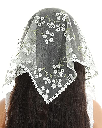 Mantveil Girl's First Communion Veil: White Lace Mantilla Head Coverings Latin Mass Church Veil for Catholic Baptism4