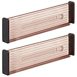 TAMAÑO AJUSTABLE: Estos separadores para cajones cuentan con una medida base de 33,7 cm x 3,2 cm x 10,2 cm cada uno y pueden extenderse hasta una longitud de 52,7 cm.