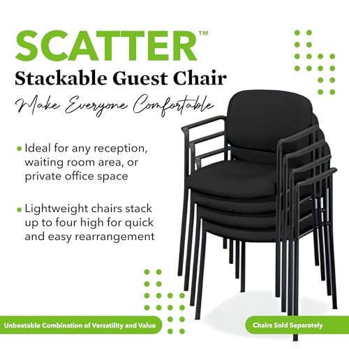 Image of HON Scatter Fabric Guest Office Chair, Armless Stackable Seating for Waiting Rooms, Lobbies, Conference Areas, and Offices, Side Chair for Reception and Training Spaces, Black