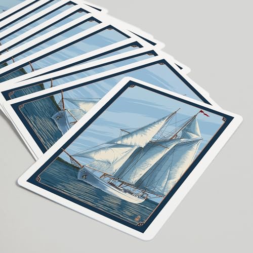 Baraja de póker Schooner Sailboat, 52 cartas para adultos miniatura 5