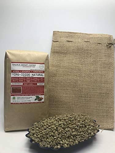 5 Pounds – African - Ethiopia Yirg-Idido Natural - Unroasted Arabica Green Coffee Beans – Ethiopian Heirloom – Drying Process Natural on Raised Beds – Mill Idido – Family Farms - Includes Burlap Bag