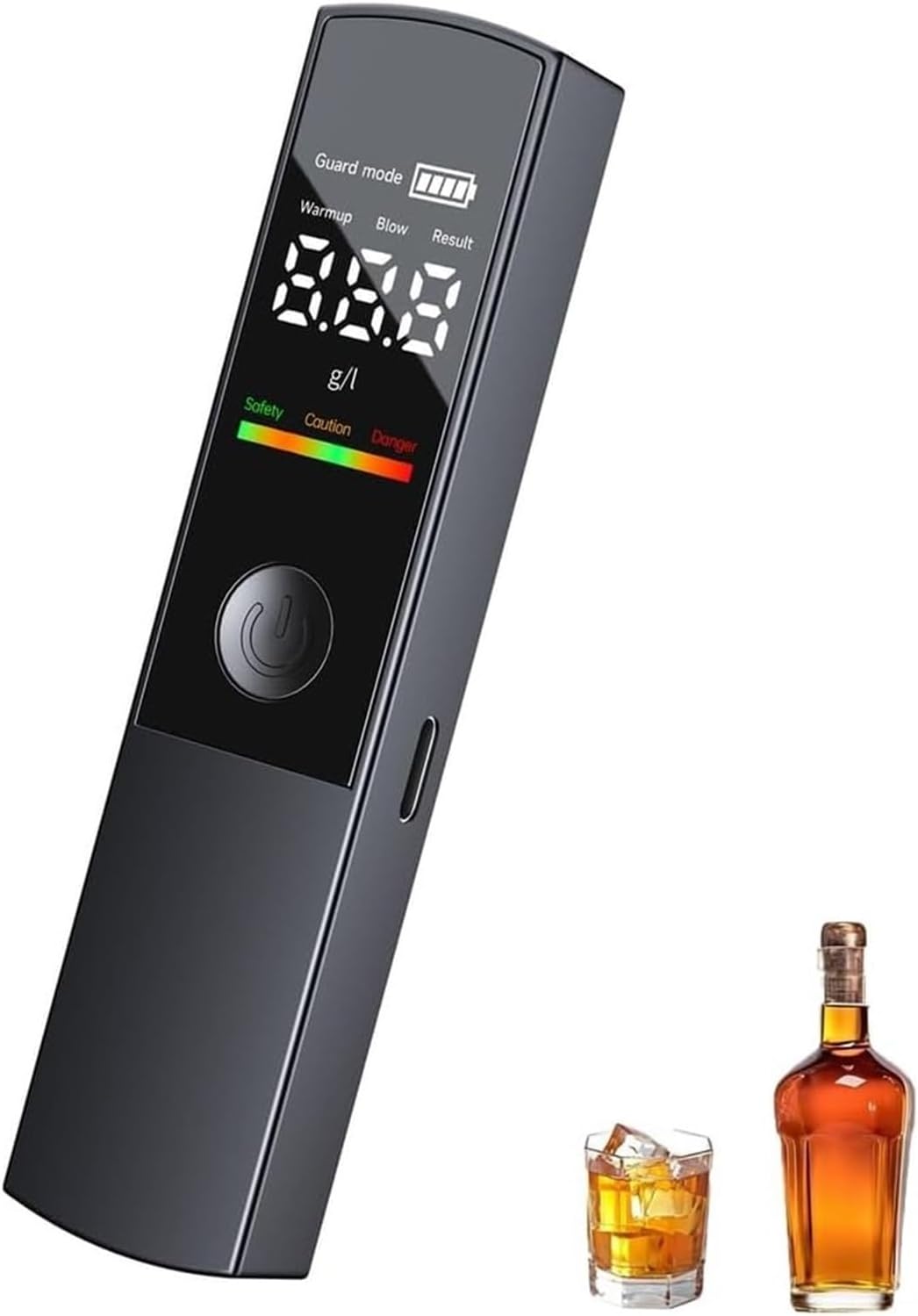 Handheld Digital Alcohol Breathalyzer, LCD Display, 0-2.0G/L Range, 3-Color Indicator, Reusable for Parties