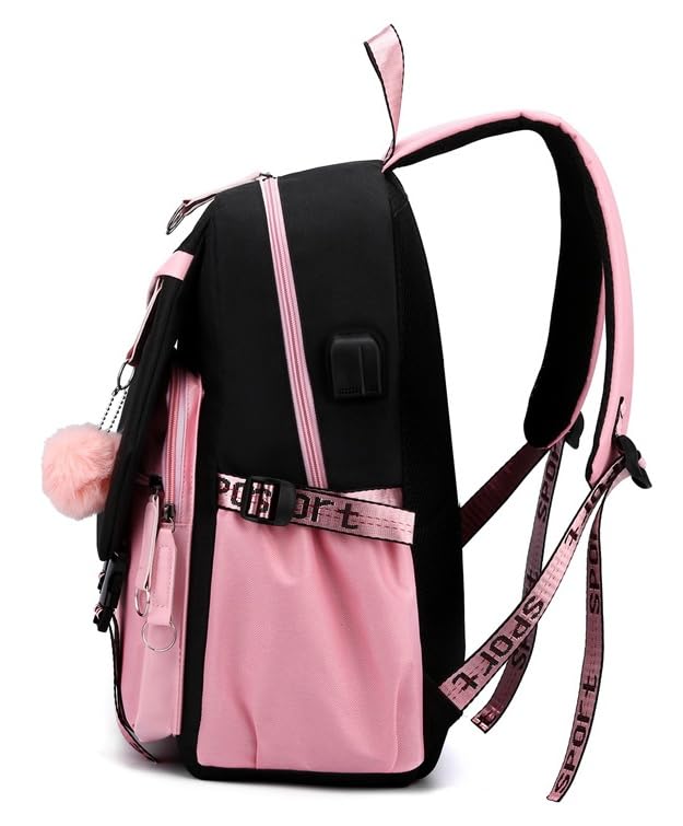 FSRONGXI School Backpacks Women, Black School Bag for Teenager Girls, 15Inch Laptop Rucksack Casual Daypack Backpack for Travel College Work Students Bookbag - Image 5