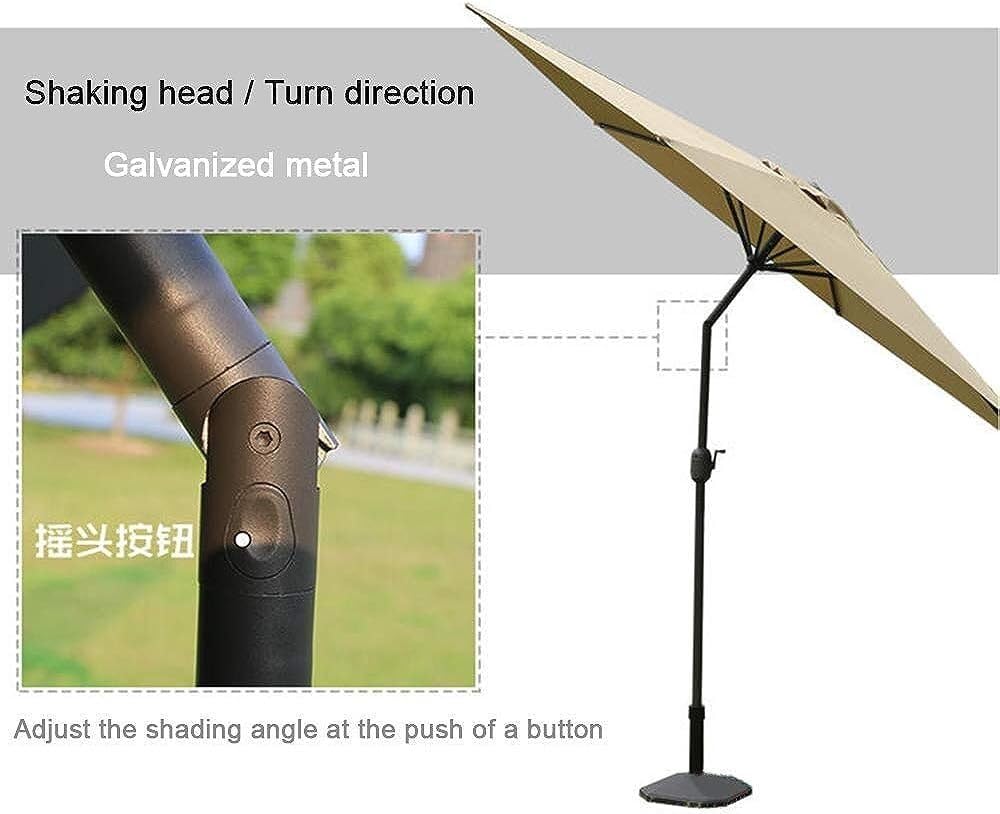 Ombrellone da Giardino, ombrellone da Patio, a manovella/inclinabile/Rotondo/Protezione per Spiaggia/Gazebo/Balcone/terrazza/tavolino/Pesca/Mercato - Senza Base,