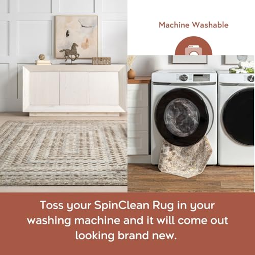 Nuloom SpinClean Carley Beige/Ivory, 12' x 15', Geometric, Soft and Cozy, High Traffic, Stain Resistant, Easy Clean, Durable, Machine Washable Area Rug for Bedroom, Living Room, Dining, Entryway by nuLOOM - Image 2