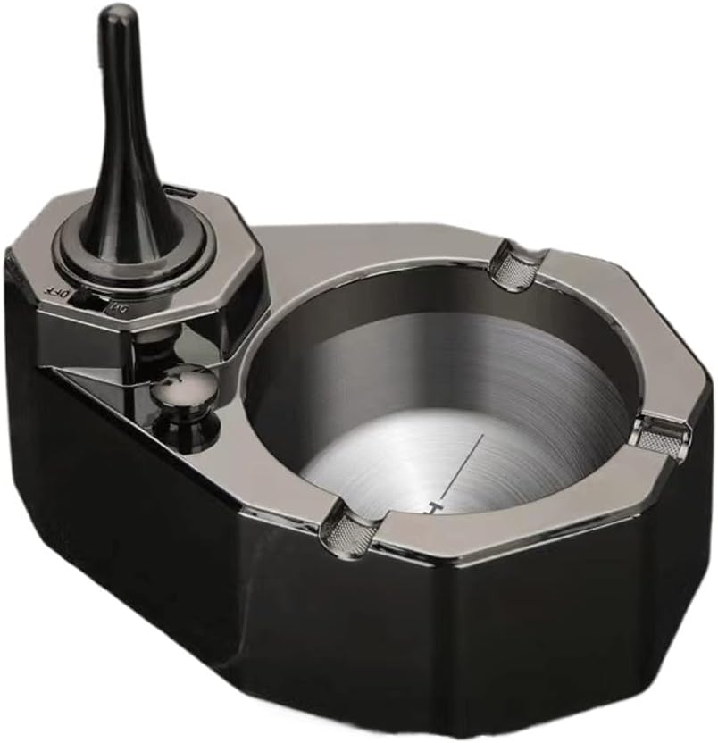 Metal Ashtray, Ashtray with Permanent Matches Refillable Lighter Ashtray, Multifunctional Desktop Lighter (Color : A)