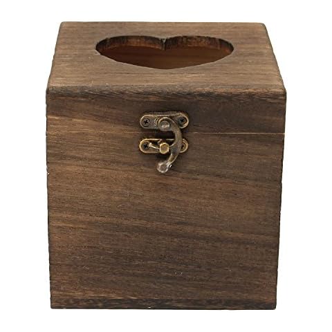 Retro Brown Wooden Tissue Box Square Cover