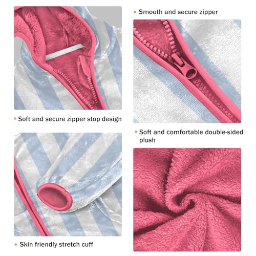 GuoChe Blue Vertical Stripes Hooded Fleece Jacket Baby3