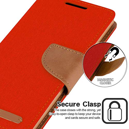 Image of ClickCase Canvas Series for Samsung Galaxy S24 FE 5G Cloth & Pu Leather Wallet Flip Case Kick Stand Magnetic Closure Flip Cover for Samsung Galaxy S24 FE 5G (Red)