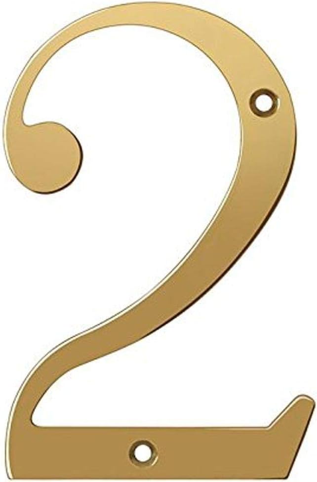 Deltana RN6-2 Solid Brass 6-Inch House Number 2 Board
