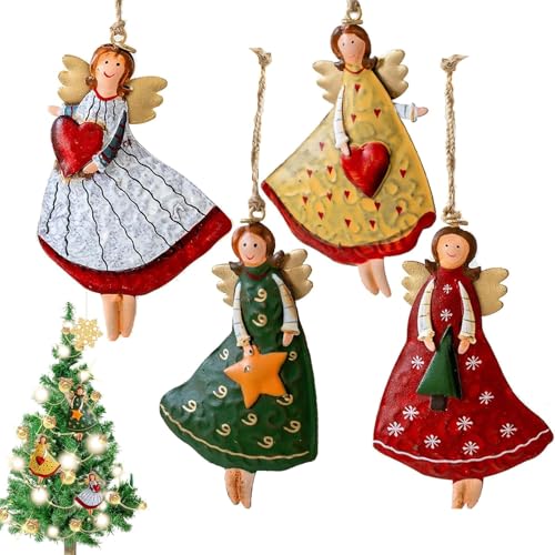 4 Stück Metall Engel Anhänger Weihnachtsbaumanhänger,...
