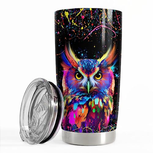 SANDJEST Owl Tumbler Owl Gifts for Women Girls Teen 20oz Stainless Steel Insulated Tumblers Coffee Travel Mug Owls Cup Gift for Birthday Christmas
