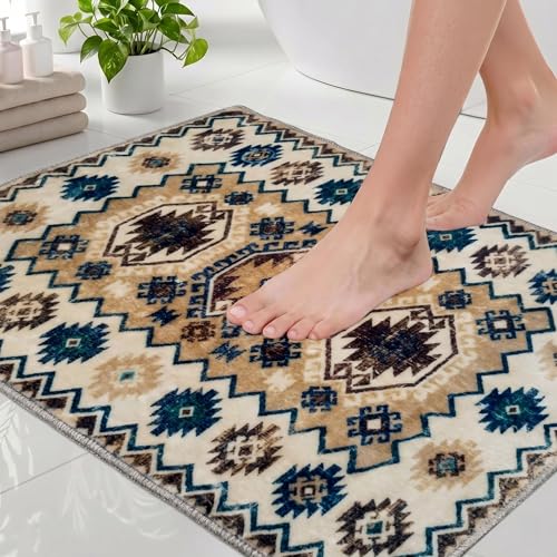 Image of Medallion Vintage Look Carpet for Living Room Bedroom Dining Room | Washable Area Rug with Non Slip TPR Backing | Modern Floor Carpet for Home(Design06-16x24 Inches)