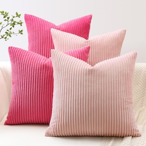 JOTOM Lot de 4 Housse de Coussin en Velours Côtelé Décoratif Canapé Taie d'oreiller Doux Decoration pour Maison Salon Chambre Canapé Décoration 45x45cm...