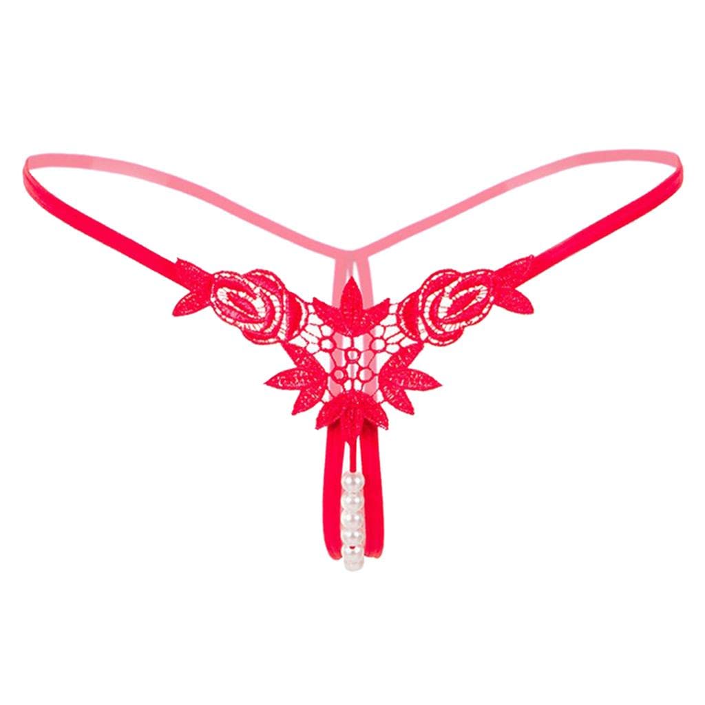 nivaa Lady Sexy Open Crotch Crotchless Panties Low Rise Hollow Flower Thongs Red-picture-39