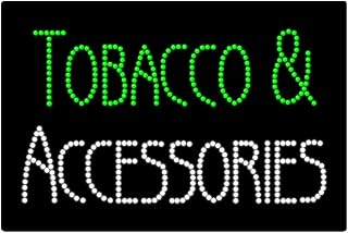 LED Tobacco and Accessories Sign for Business, Super Bright LED Open Sign for Smoke Shop, Electric Advertising Display Sign for Tobacco Shop Vaporizer Store Window Decor. 24" x 16"
