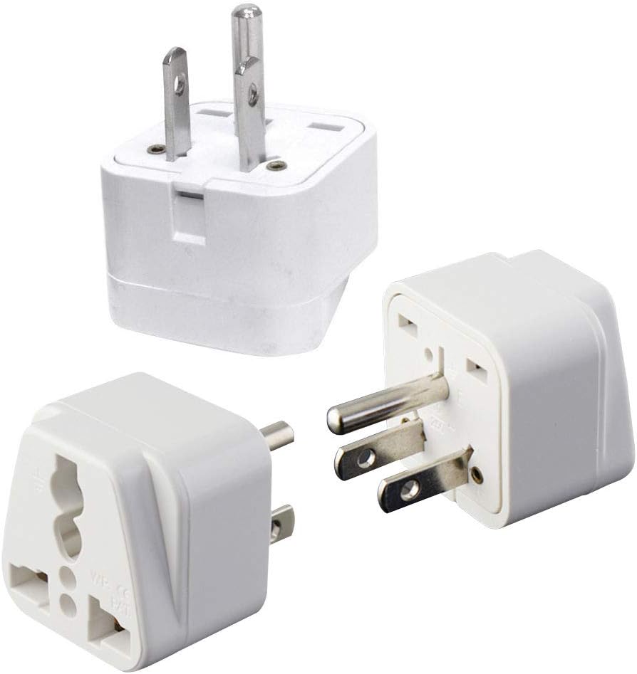 UK to US Travel Adapter, India to US Plug Adapter, Type B Adapters for USA, 3-Pack, Plug Converter, USA Travel Adapter, Universal to American Outlet Plug for USA, Japan, Canada, Philippines
