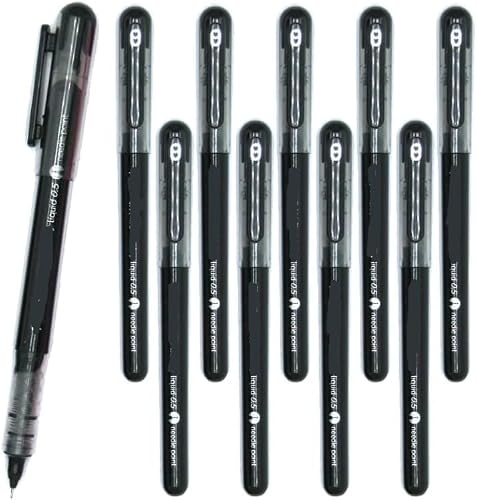 Image of 10 x Paper Mate Inkjoy Rollerball Pen | Liquid Ink that is Quick-Drying with Less Smudge | 0.5mm Needle Point Fine Nib for Precise Writing | Black Colour Ink | Loose in Plain Packaging
